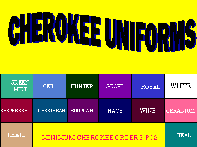 Cherokee Uniforms Size Chart